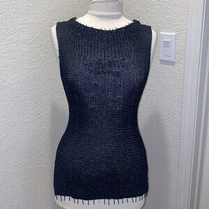 Vidrio Beaded Knit Tank Top Rayon Stretch Sleeveless Argentine Sz 2 Bodycon